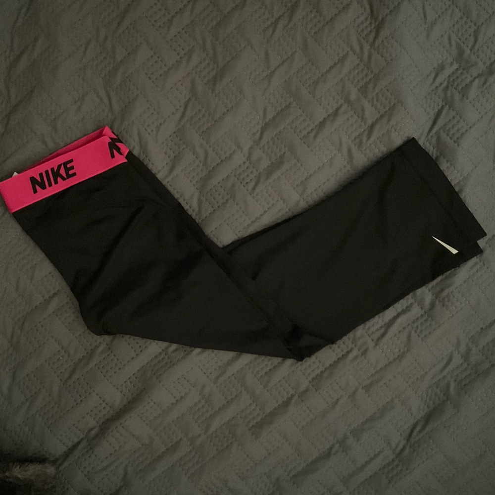 Nike Black Leggings with Pink Waistband